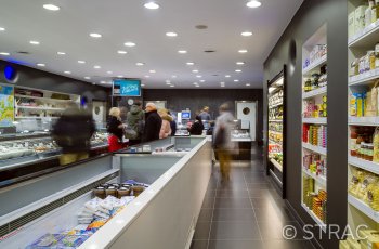 Afwerking winkelinrichting De Vis in Gent door Strac