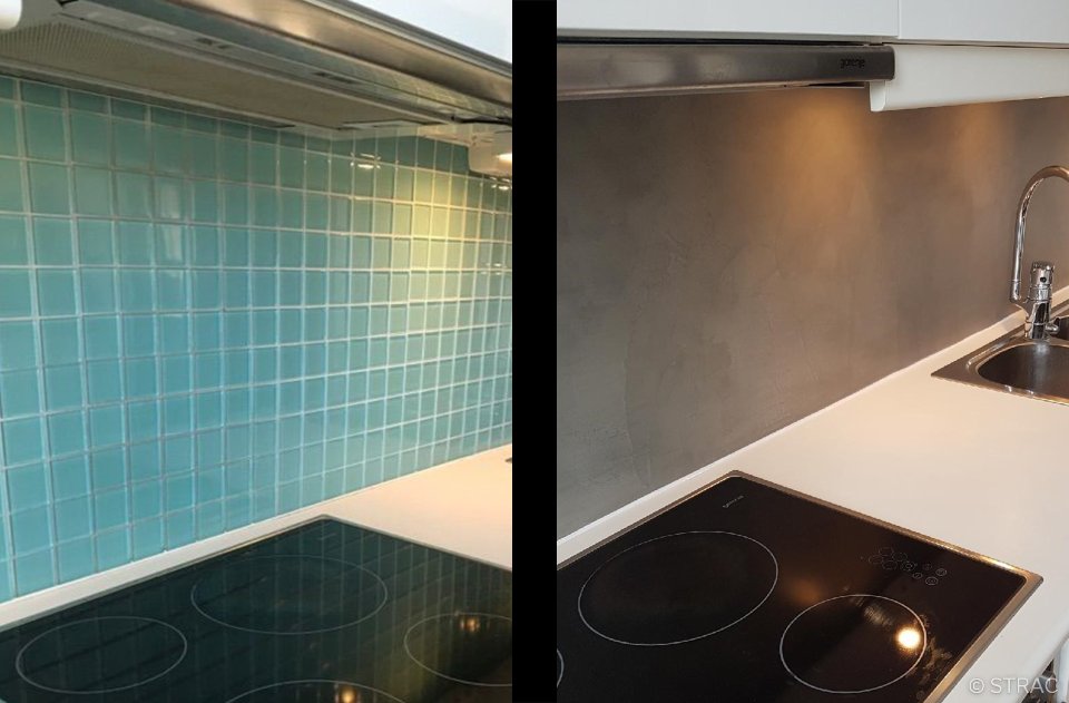 Betonlook keukenmuur